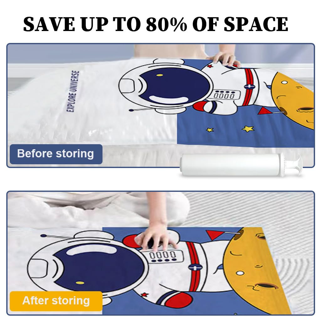 Supvox Vacuum Storage Bags for Clothes 10pcs with Hand Pump featuring Double Sealing Strip | PA&PE Airtight Space Saver for Home and Travel