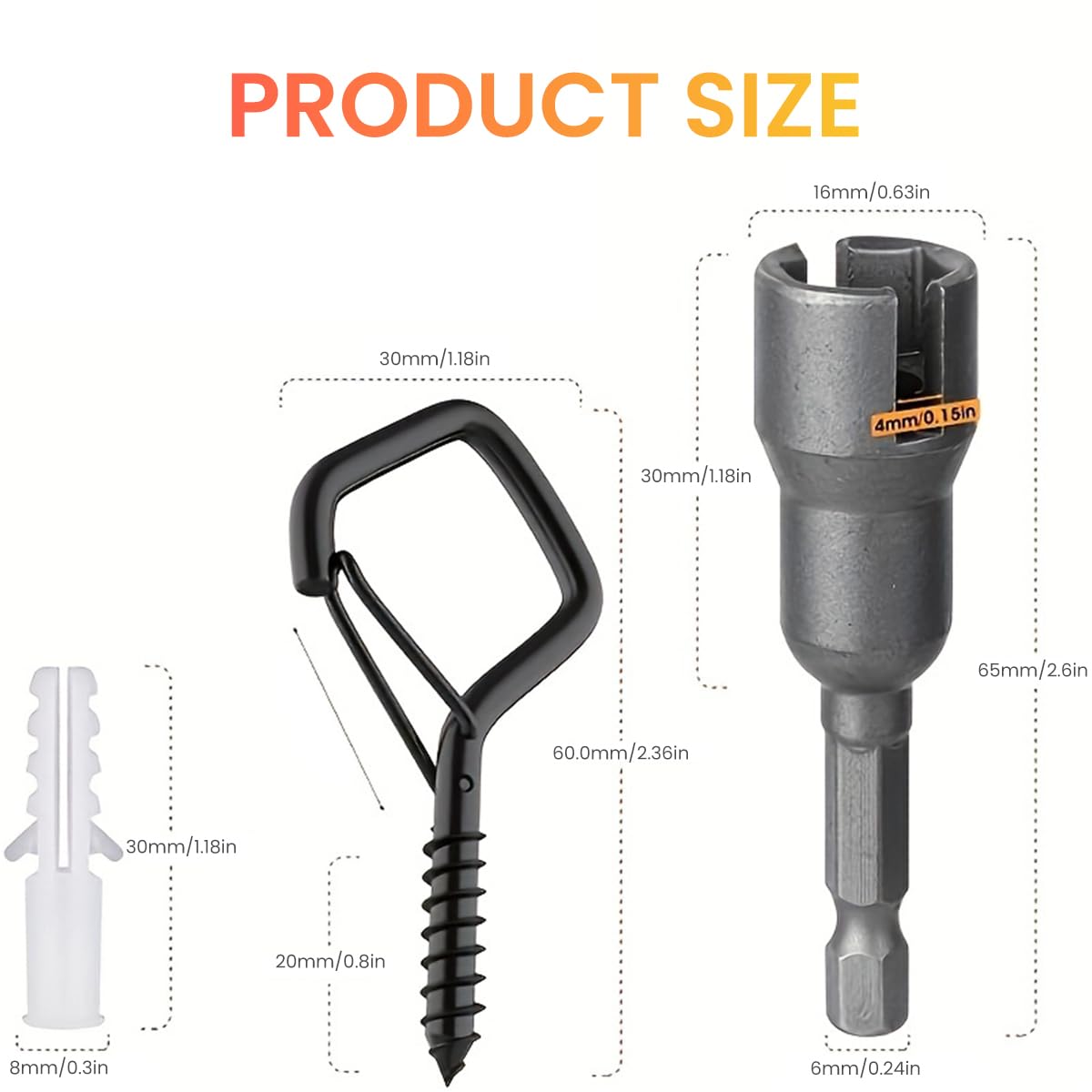 Serplex Screw in Hooks for Outdoor String Lights featuring Safety Buckle and Steel Build | 20PCS 40 lbs Capacity