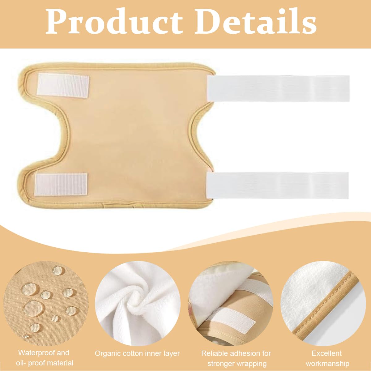 HANNEA Castor Oil Pack Wrap for Knee Pain Relief with Adjustable Velcro Closure | 2 Pack 23x20cm Reusable Flannel and Waterproof Design