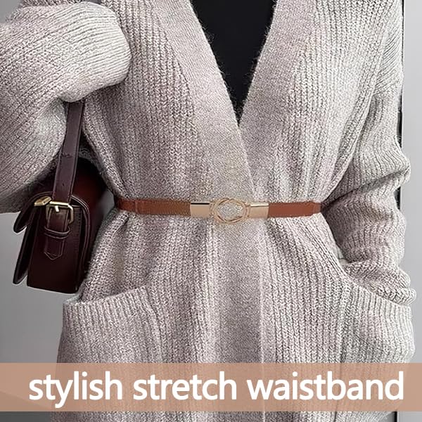 Zibuyu Womens Stretch Waist Belt for Dresses and Pants with Alloy Buckle Brown | Fashion Accessory