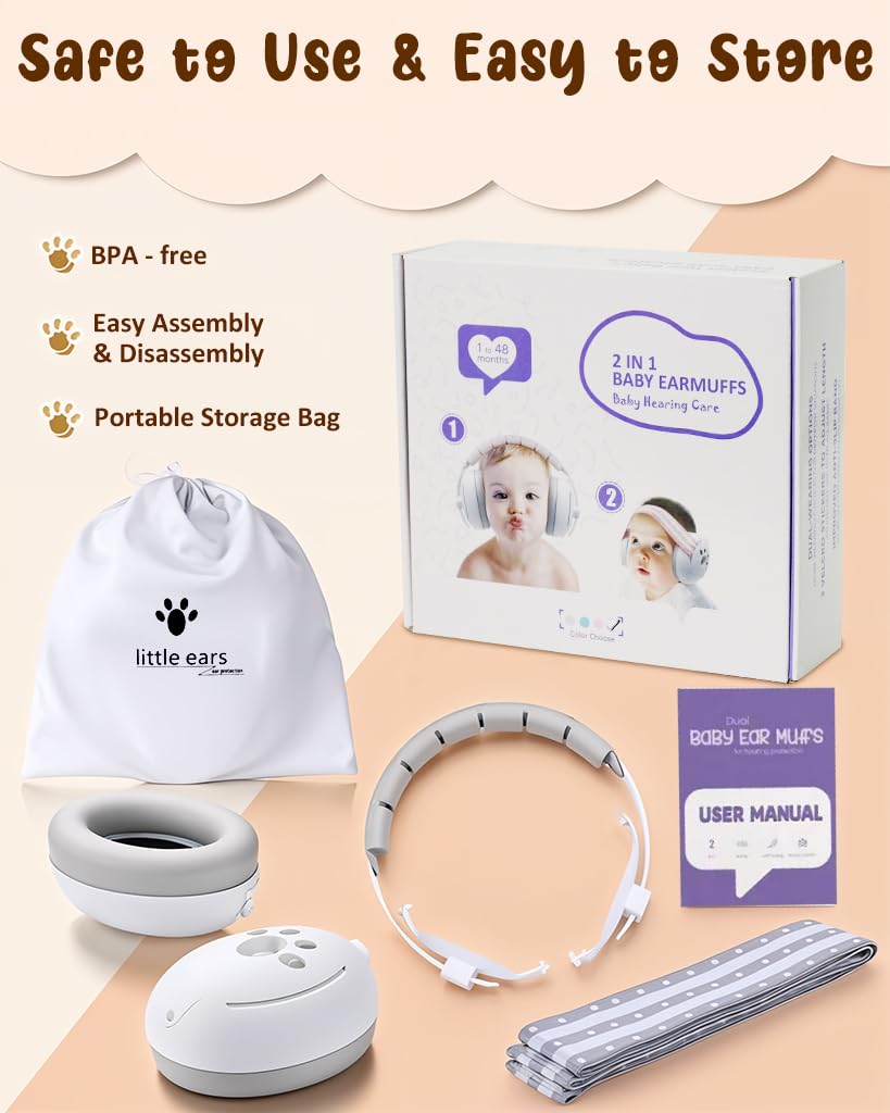 SNOWIE SOFT Baby Ear Muffs for Noise Reduction with 29db Protection and Adjustable Headband | 3 PCS for Toddlers 1-4 Years