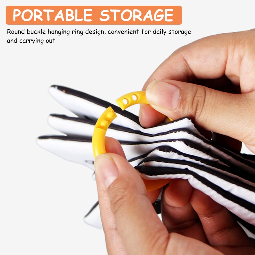 HASTHIP Baby Cloth Book for Tummy Time with 6 Double Sided Pages and Silicone Hoop | Black and White Visual Toy for 0–12 Month Infants