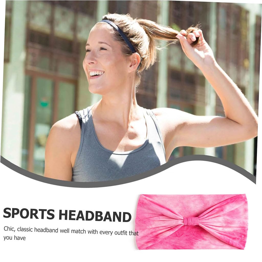 ZIBUYU Hair Bands for Women for Yoga and Workouts featuring Stretchy 95% Polyester 5% Spandex Fabric | Gradient Pink Tie-Dye Headband