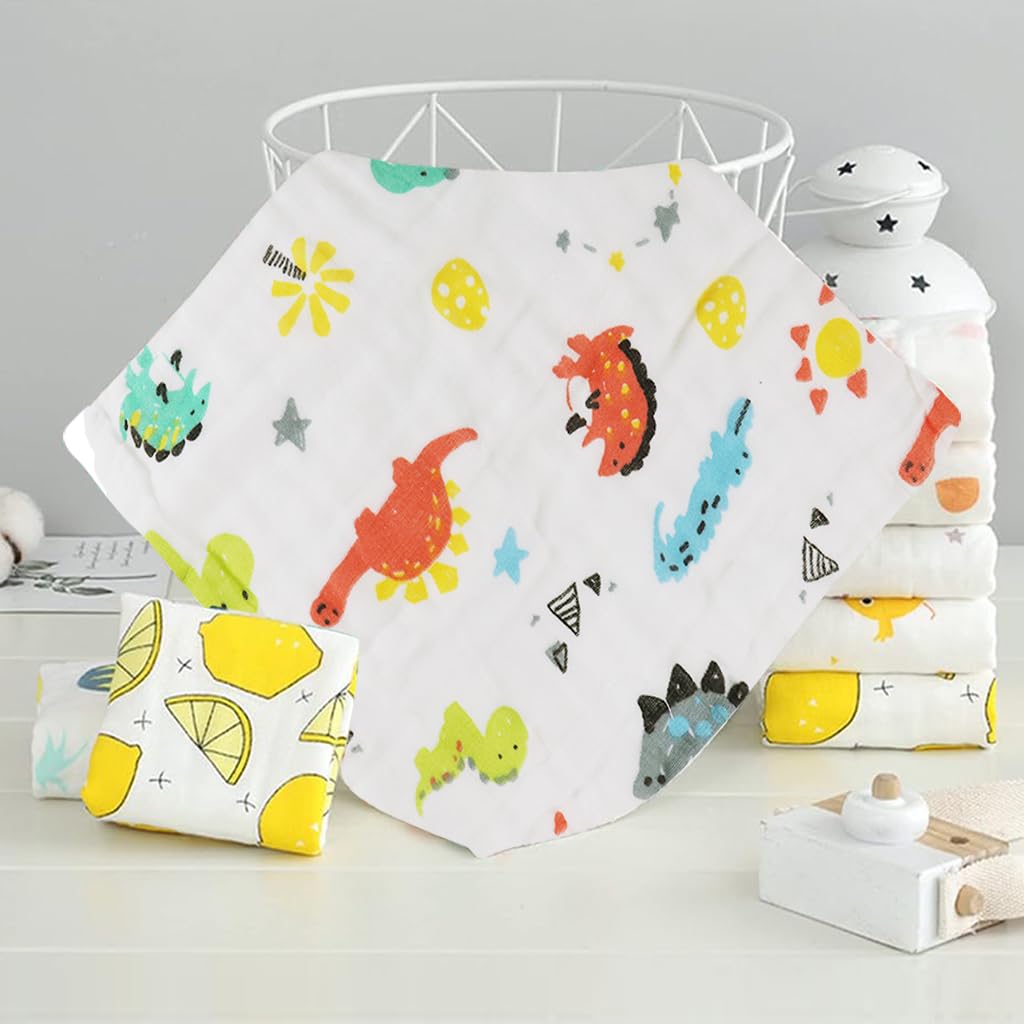 SNOWIE SOFT Baby Towels 6 Pcs 12 in Square with Multi Layer Mesh Pure Cotton | Face and Shower Use