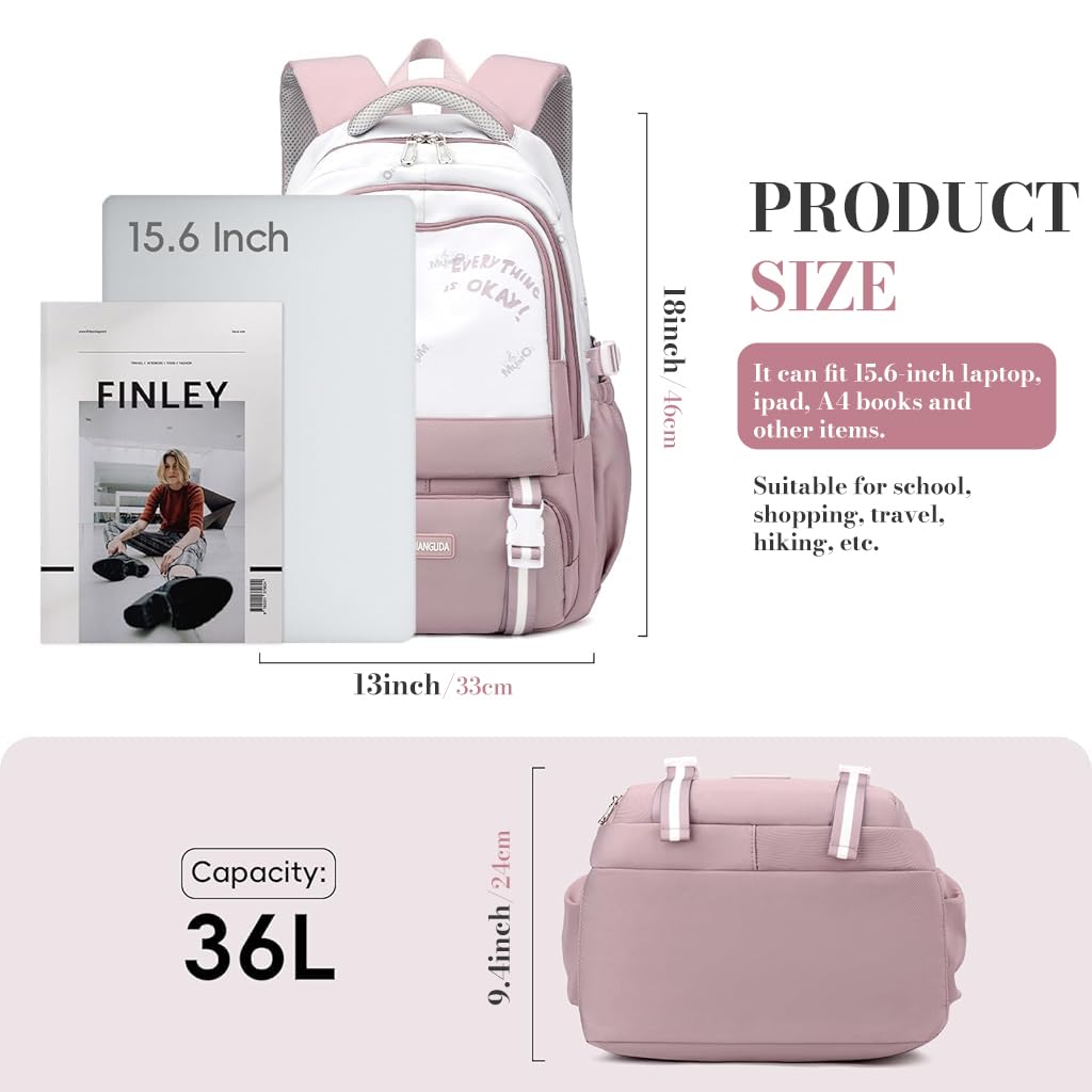 PALAY School Backpack for Girls with 13.3 in Laptop Compartment and Dual Handle | Oxford Patchwork Design