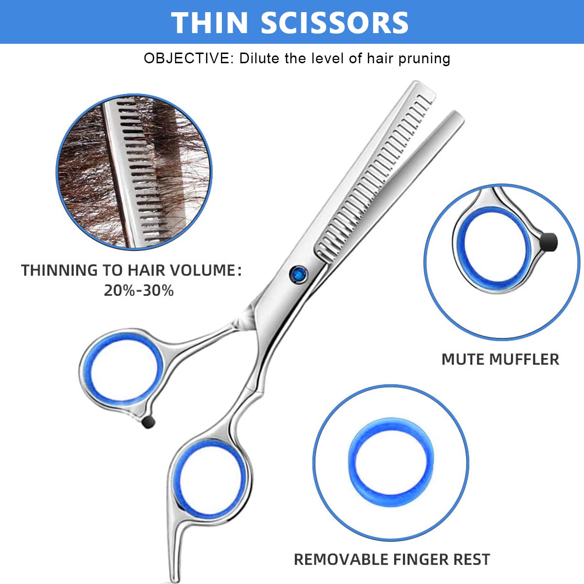MAYCREATE Hair Cutting Scissors Kit with Adjustable Screw and 3 PCS Stainless Steel Set for Home Use