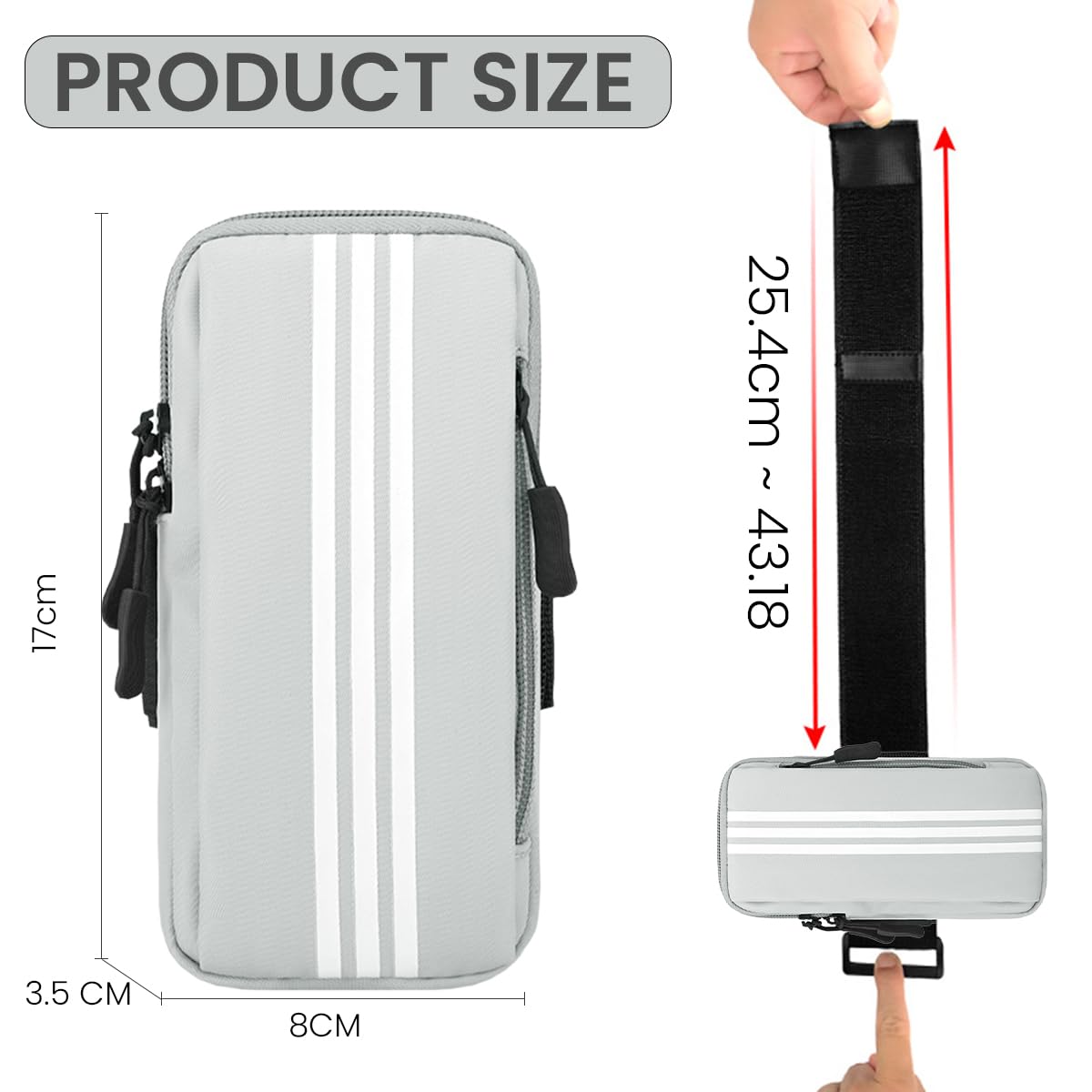 Optifit Waterproof Running Armband Phone Holder for 6.7 in Smartphones with Elastic Strap | Grey 3 pcs