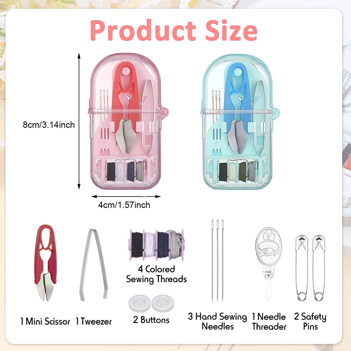 ELEPHANTBOAT Pocket Sewing Kit for Travel and Home Repairs with 2 Sets and 8-Color Threads