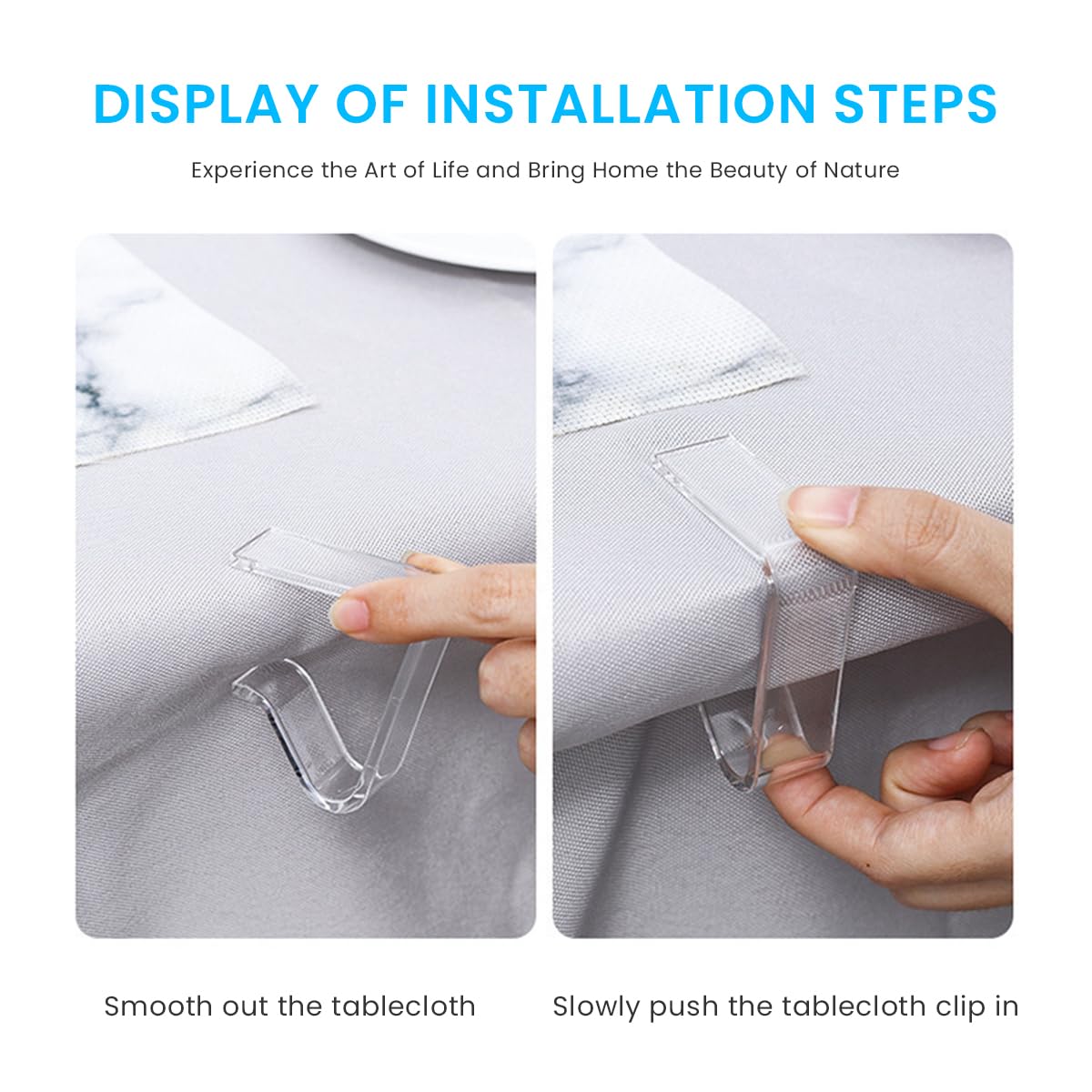 Supvox Tablecloth Clips 8 Pack for 35–55mm Tables with Arc-Shaped Non Slip Clamp | Clear