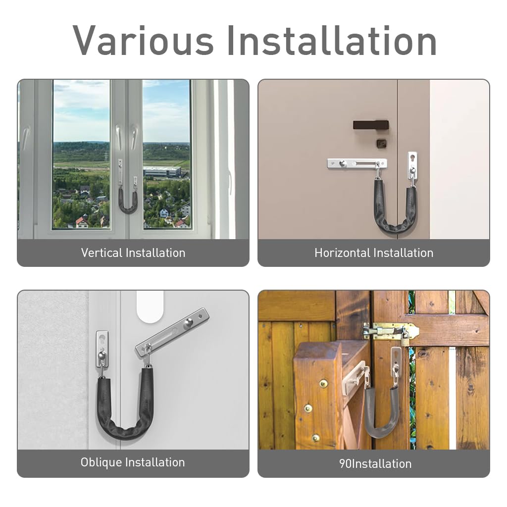 Supvox Door Chain Lock for Bedroom and Bathroom Safety featuring Spring Anti-Theft Press Lock and 5 in Stainless Steel Chain