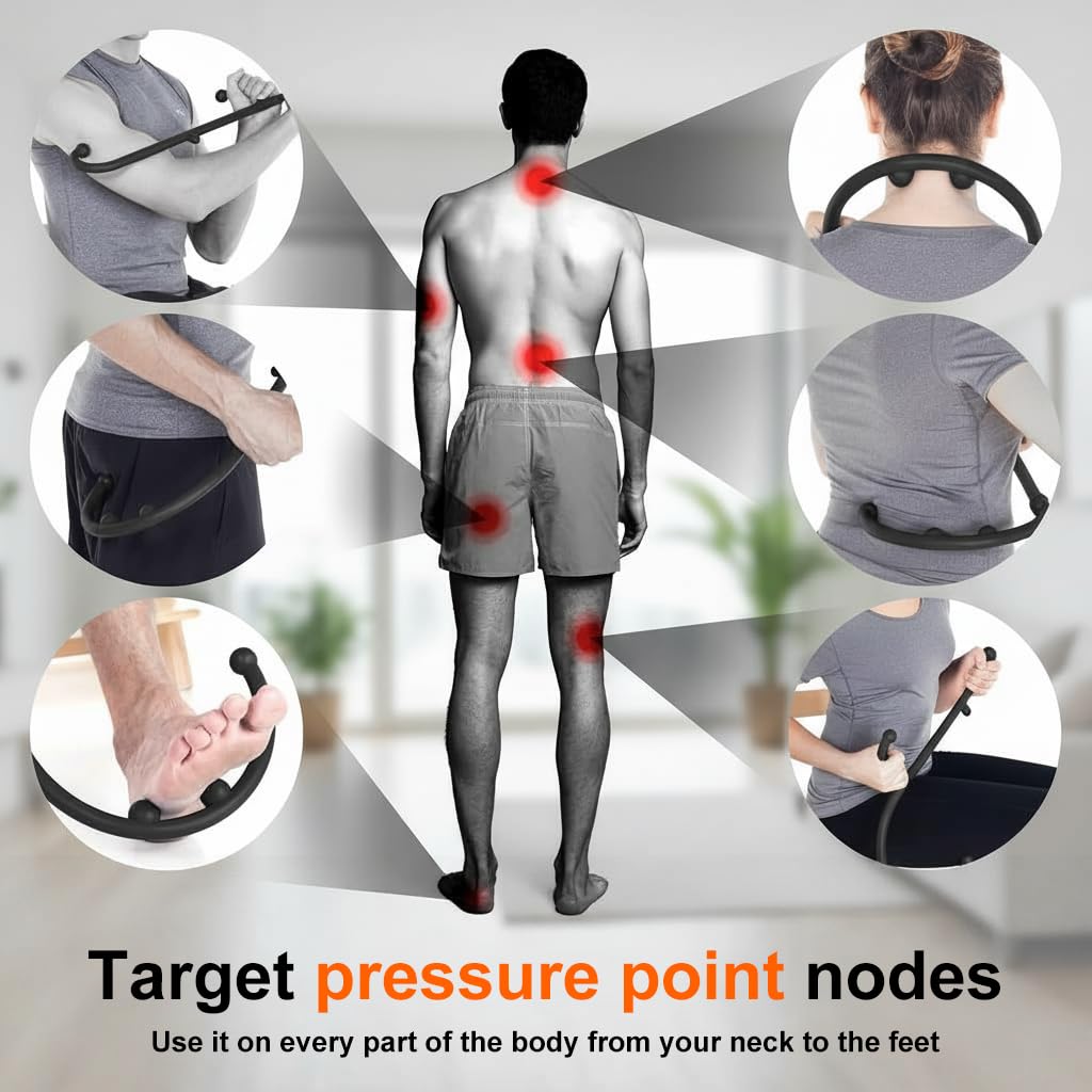 HANNEA Back Neck and Shoulder Massager for Pain Relief featuring Ergonomic Hook Design | Gift for Relaxation and Muscle Recovery