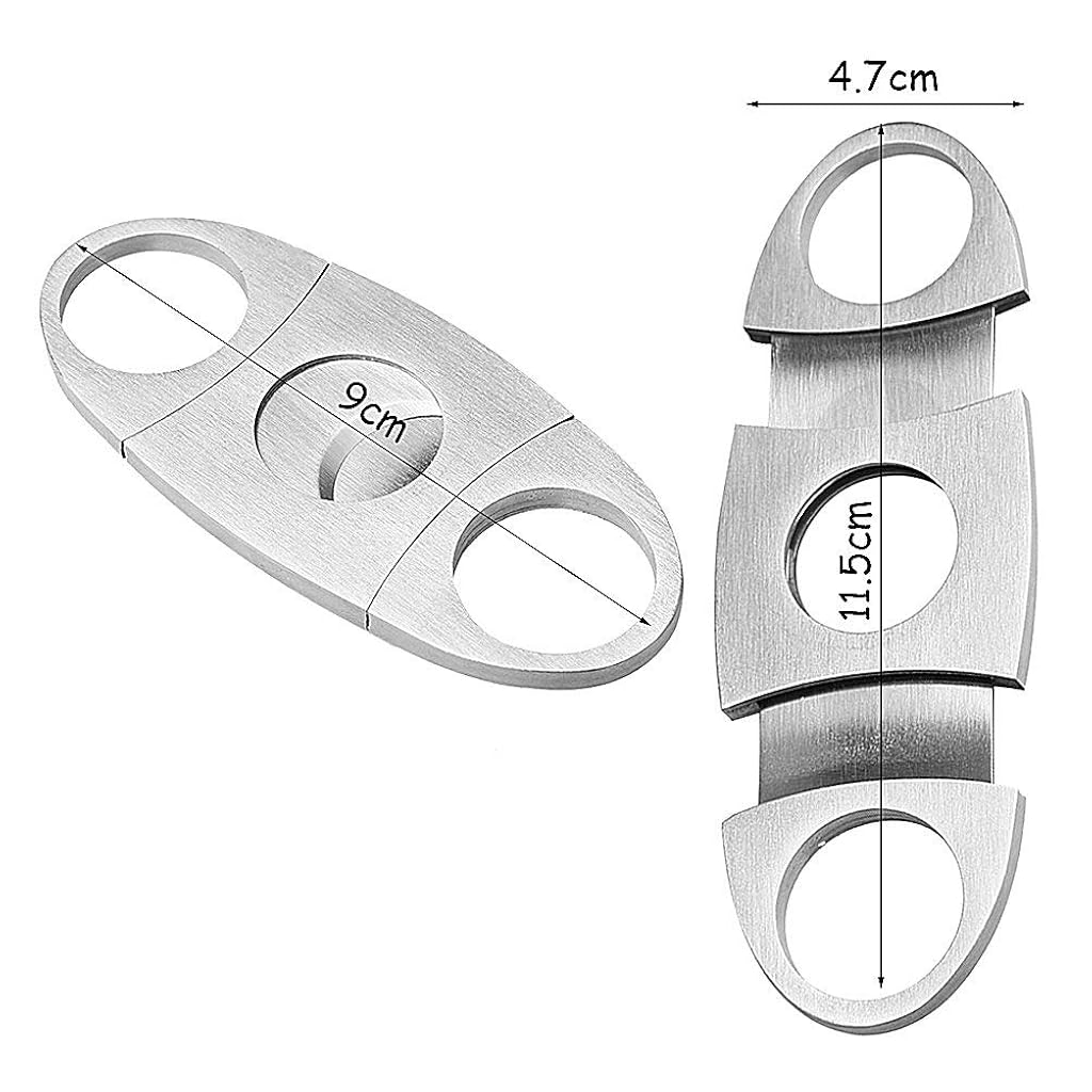 HASTHIP® Stainless Steel Pocket Cigar Tool Cutter with Double Guillotine Blades Nipping Off End for Most Size Cigars Multicolour 2PCS