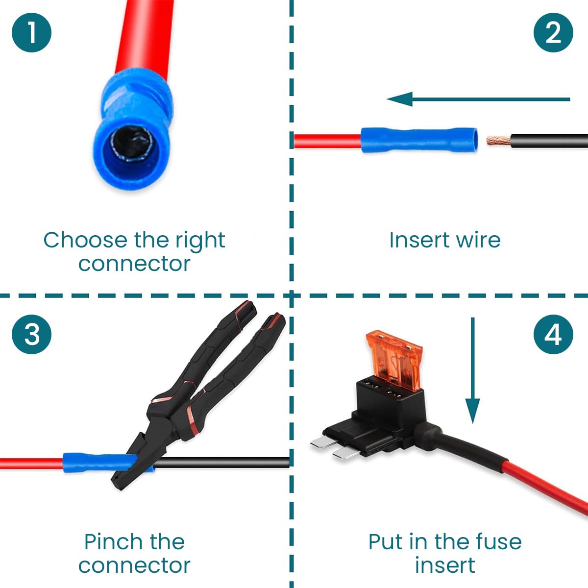STHIRA Car Add a Circuit Fuse Tap for Vehicles with Dual Slot Holder | 12 Pack 4 Types ATO ATC ATM APM