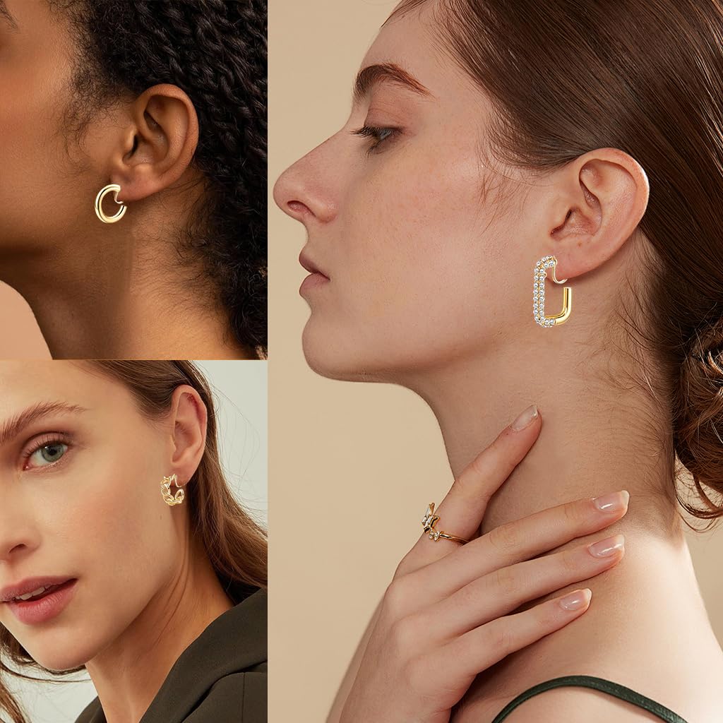 SANNIDHI Clip-on Earrings for Women featuring 3 Pairs Golden Alloy Loops | Non-Pierce Design