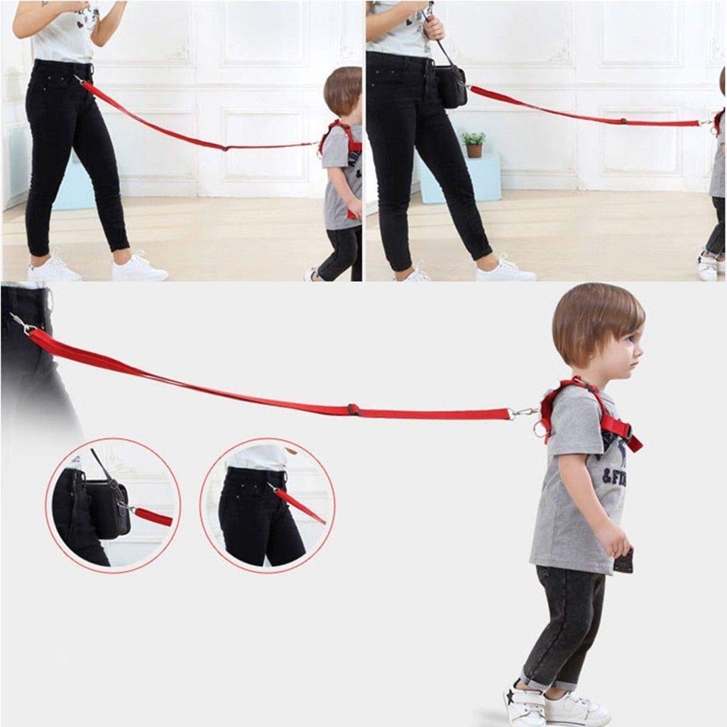 SNOWIE SOFT® Baby Safety Walking Harness; Child Toddler Anti-Lost Belt Harness Reins with Leash Kids Assistant Strap Angel Wings Travel Haress for 1-8 Years Boys and Girls (Red)