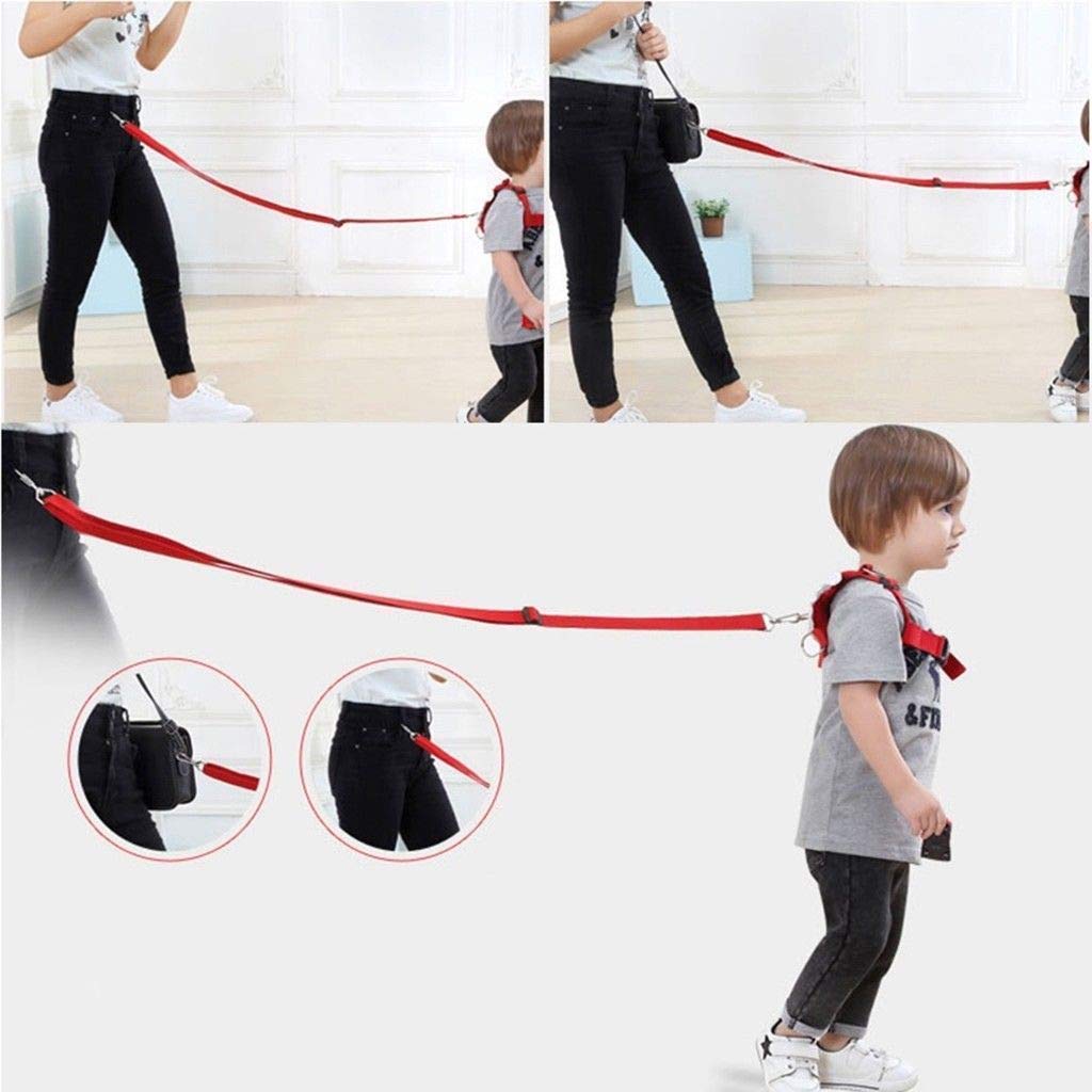 SNOWIE SOFT Baby Safety Walking Harness; Child Toddler Anti-Lost Belt Harness Reins with Leash Kids Assistant Strap Angel Wings Travel Haress for 1-8 Years Boys and Girls (Red)