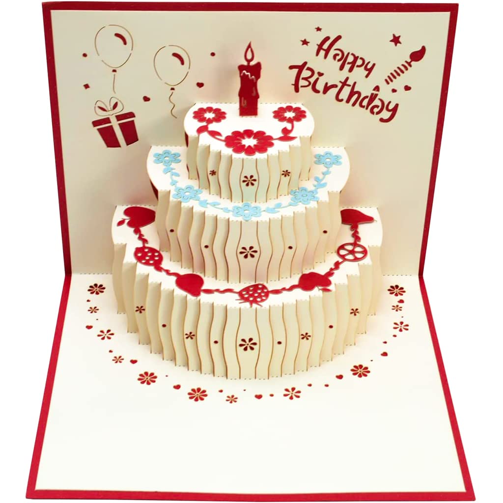 HASTHIP® Birthday Card, Pop-Up 3D Greeting Card with Music and Light, Birthday Cake Music Happy Birthday Card Postcards Best for Mom, Wife, Sister, Boy, Girl, Friends