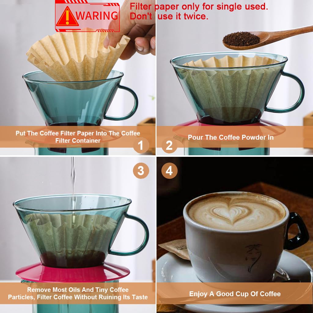 Supvox Coffee Filters 100 Counts for Drip Coffee Maker featuring Basket Shape 155mm Natural Unbleached Paper