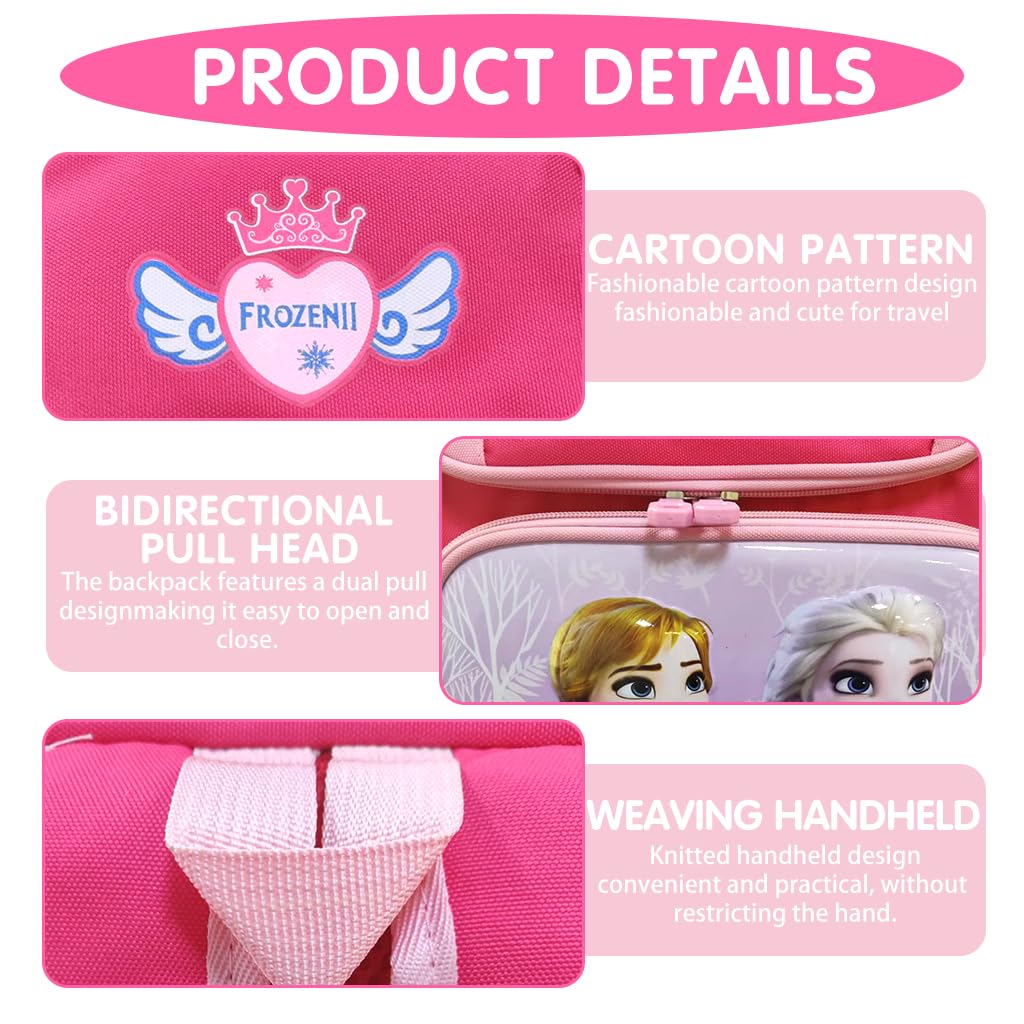 PALAY Girls School Backpack for Kids 6–12 with 36x28x16cm Capacity and Breathable Straps | Pink Elsa Princess Design