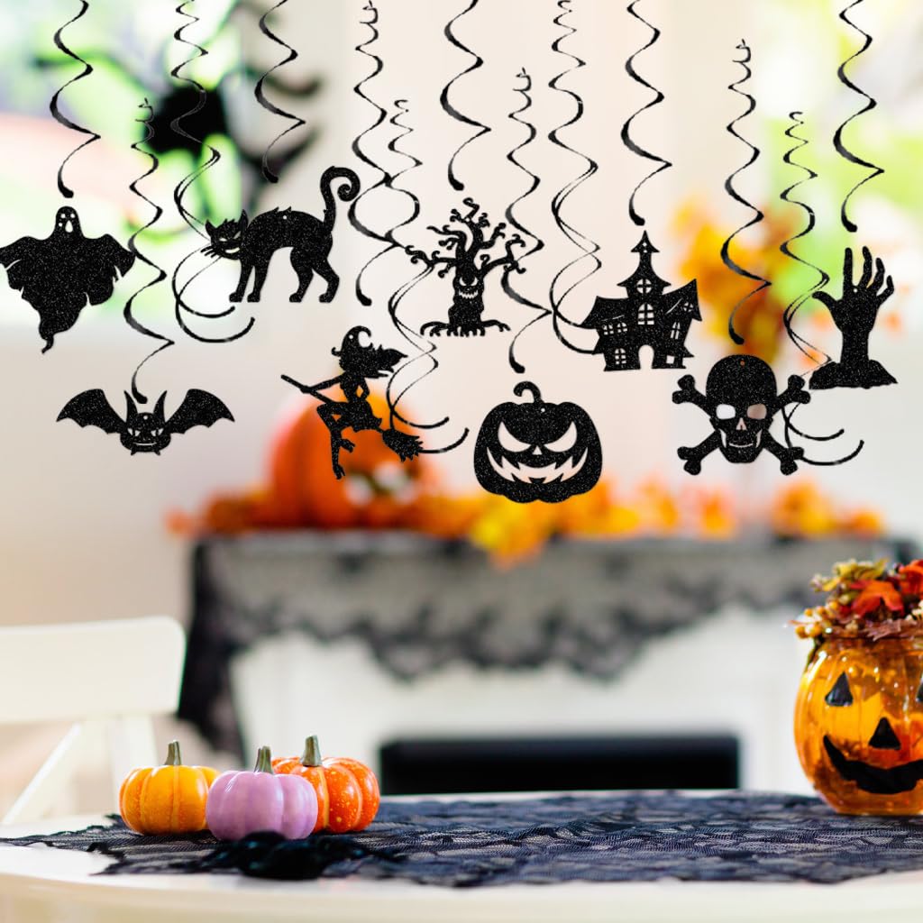 PATPAT® Halloween Decorations, 13Pcs Halloween Hanging Wall Horror Decor, Spooky Decor Bats, Ghost, Pumpkin, Witches Swirls Halloween Party Decorations DIY Home Window Door Halloween Decor