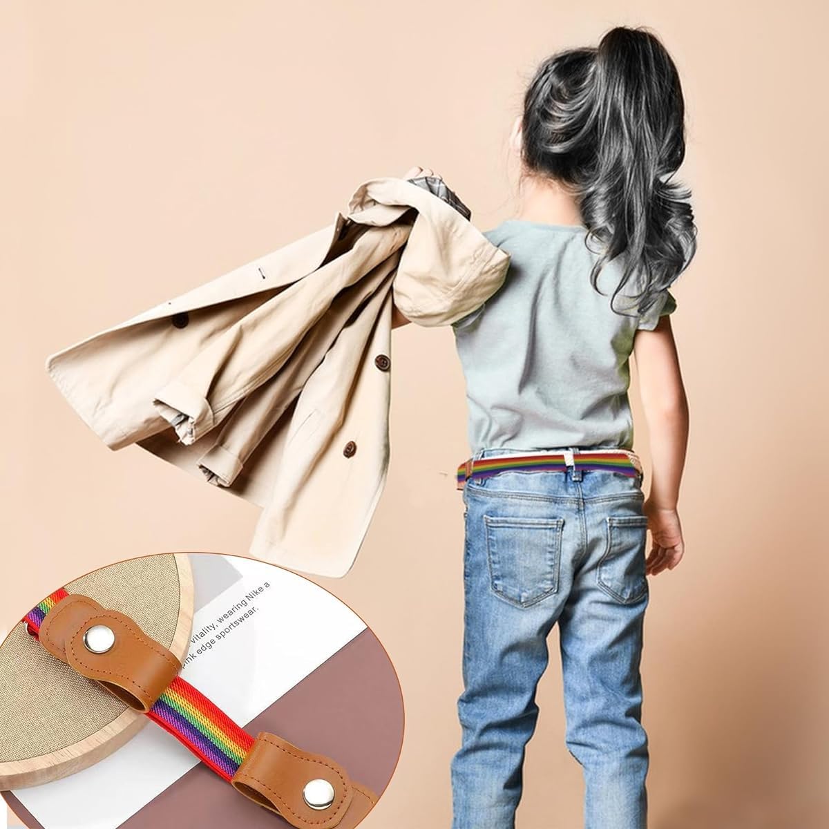 SNOWIE SOFT Adjustable Waist Belt for Kids featuring Dual Snap Buttons and Elastic Fabric | 35–50 cm Fit for Boys and Girls