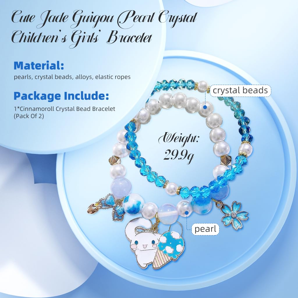 SANNIDHI Crystal Bracelet for Girls featuring Double Layer Beads and Cinnamoroll Charm | Cute Gift Jewelry