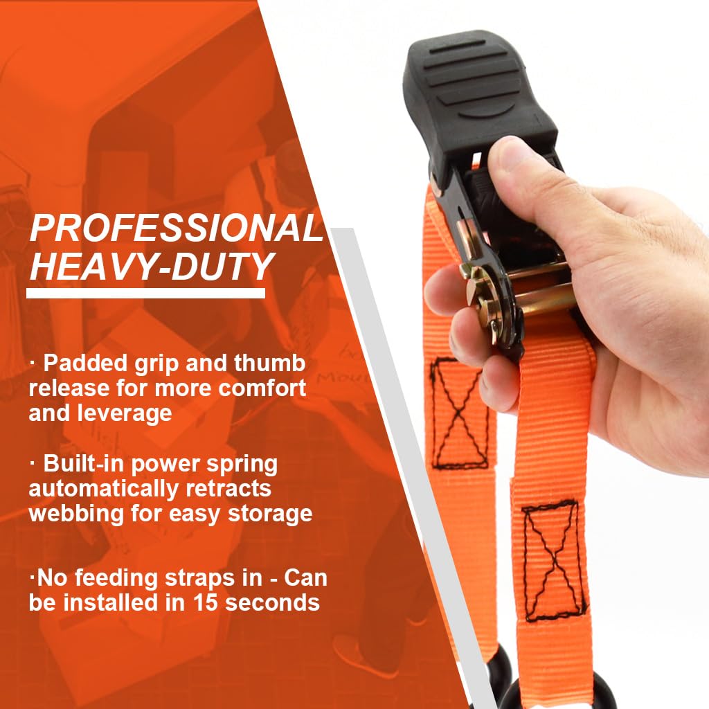 HASTHIP Ratchet Straps for Secure Cargo Transport featuring Double S Hooks and 1600lb Strength