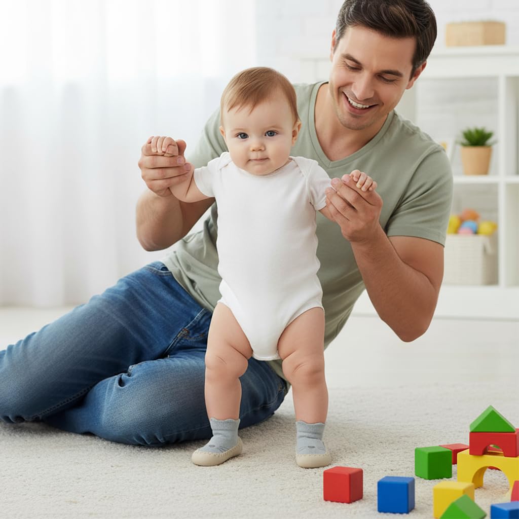 SNOWIE SOFT Winter Baby Shoes for 6–12 Months with Anti-Skid Rubber Sole and Plush Liner Blue