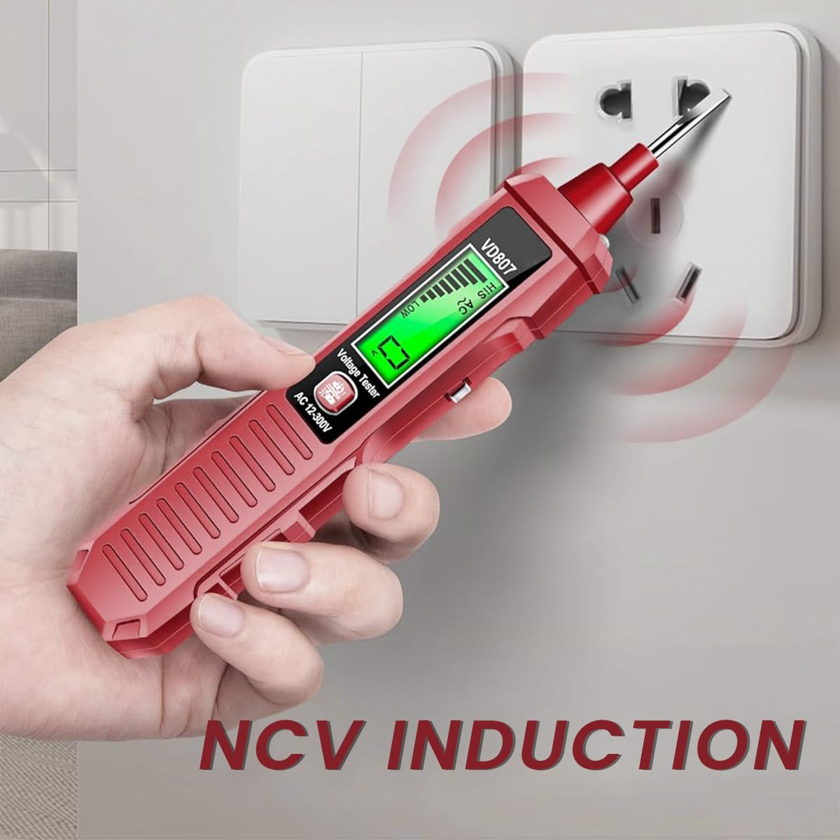 Serplex Voltage Tester Pen for Electrical Testing with LCD Display and Dual Alarm | Non-Contact AC 12-300V Flat Head Probe