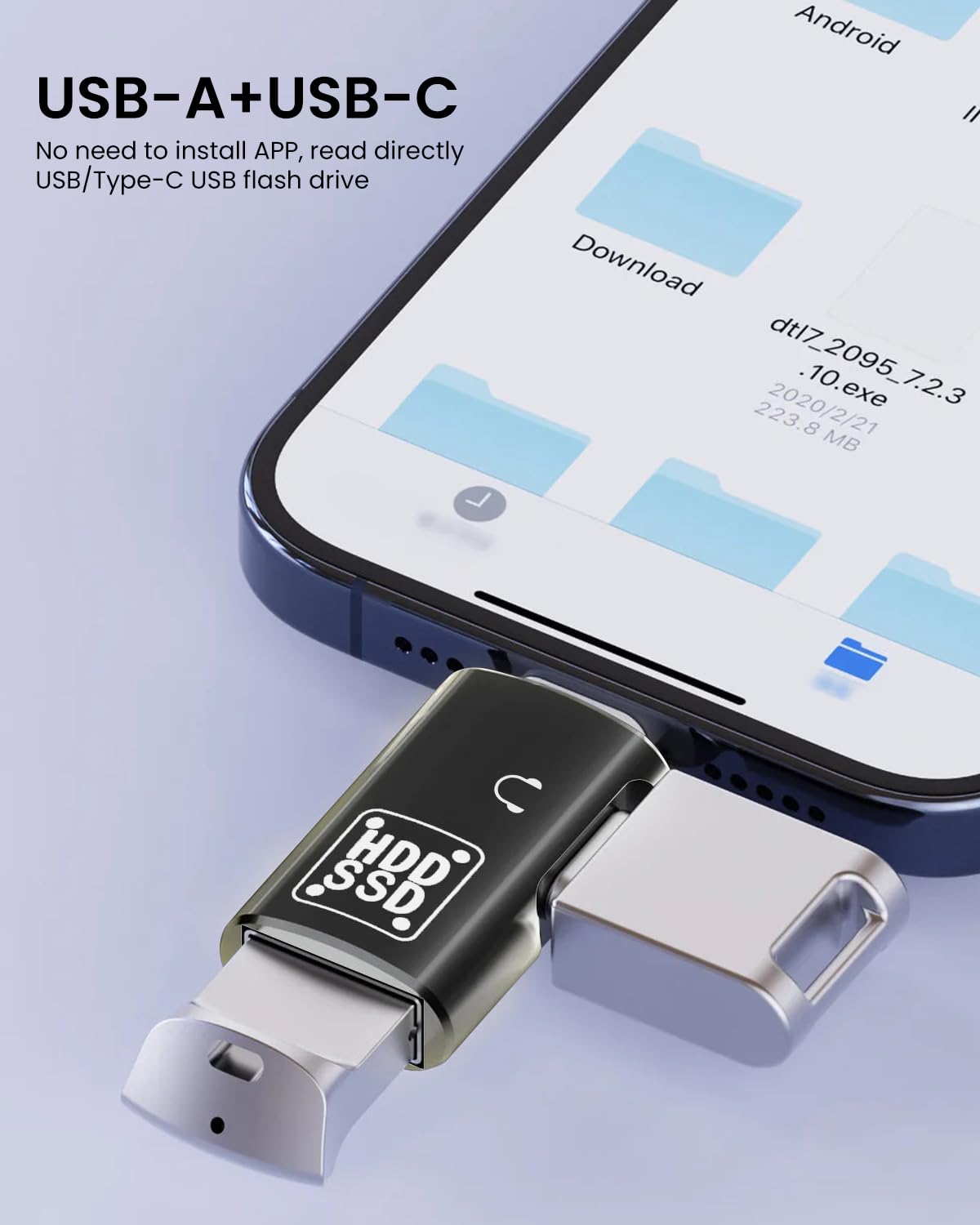 Verilux USB 3.0 to Type C Adapter for iPhone 15 and MacBook featuring Dual Type C Ports | 5Gbps Fast Data Transfer