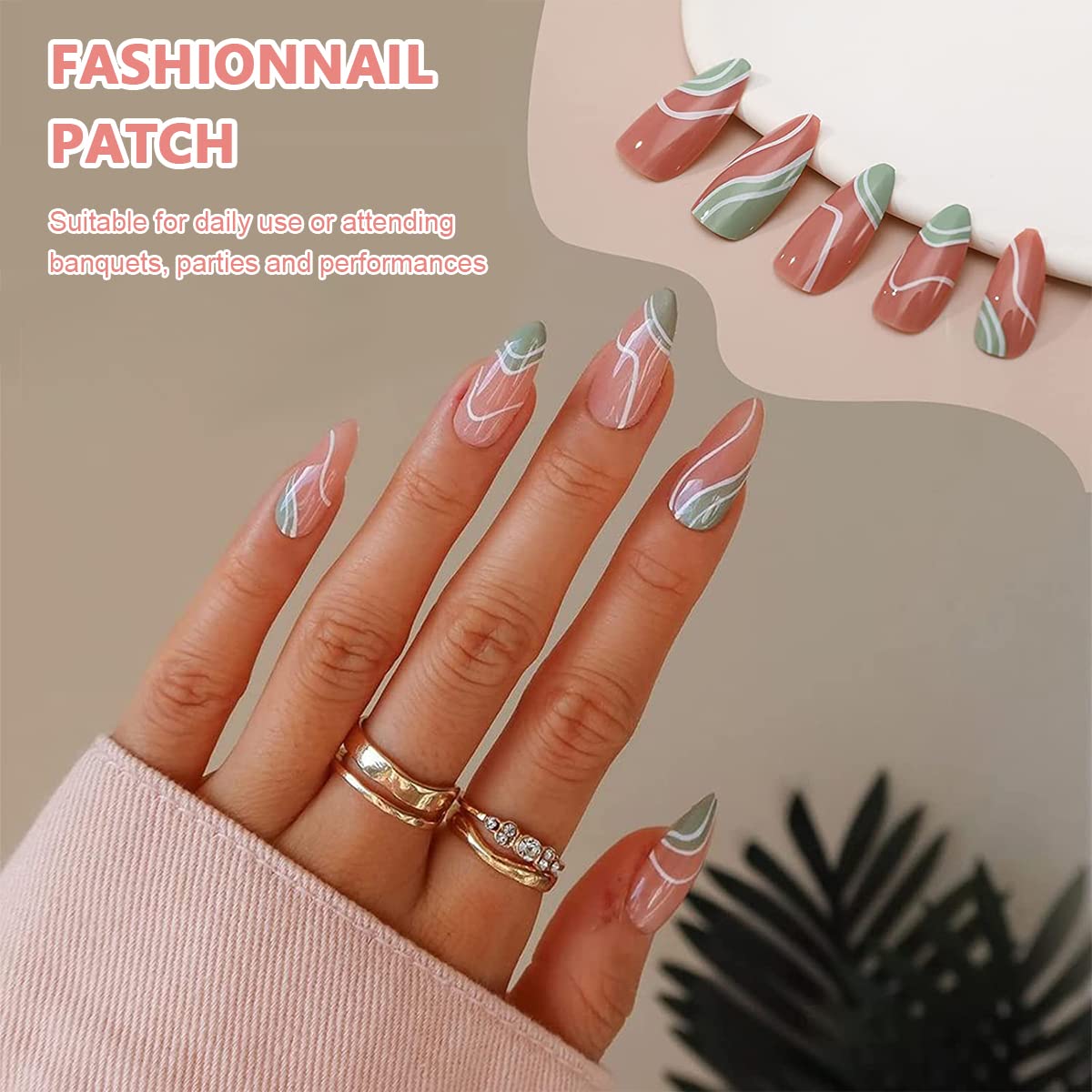 MAYCREATE Press on Nails for DIY Nail Art with 24pcs Full Cover ABS Design | French Style