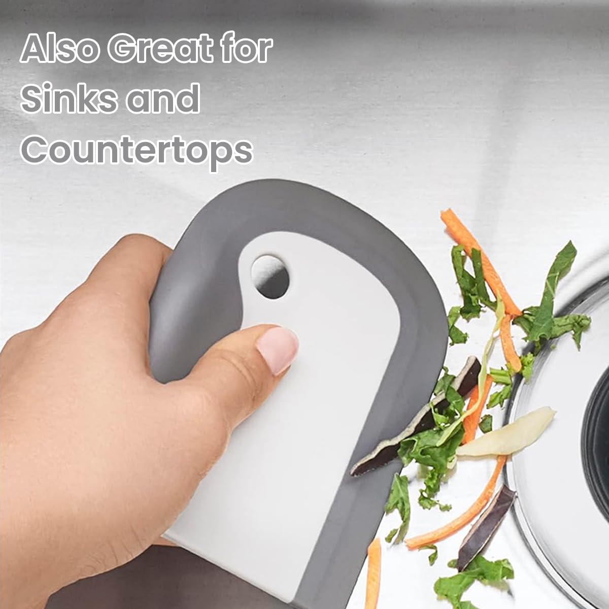Supvox Kitchen Dish Cleaning Scraper for Stains and Residue featuring Soft Silicone Handle | Non Scratch for Sinks and Countertops