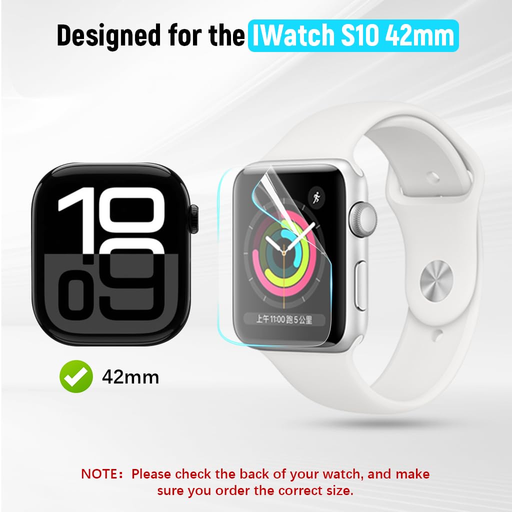 ZEITEL Screen Protector for Apple Watch S10 42mm with Auto Alignment Tool Kit | 2 Sheet HD Soft Silicone Film