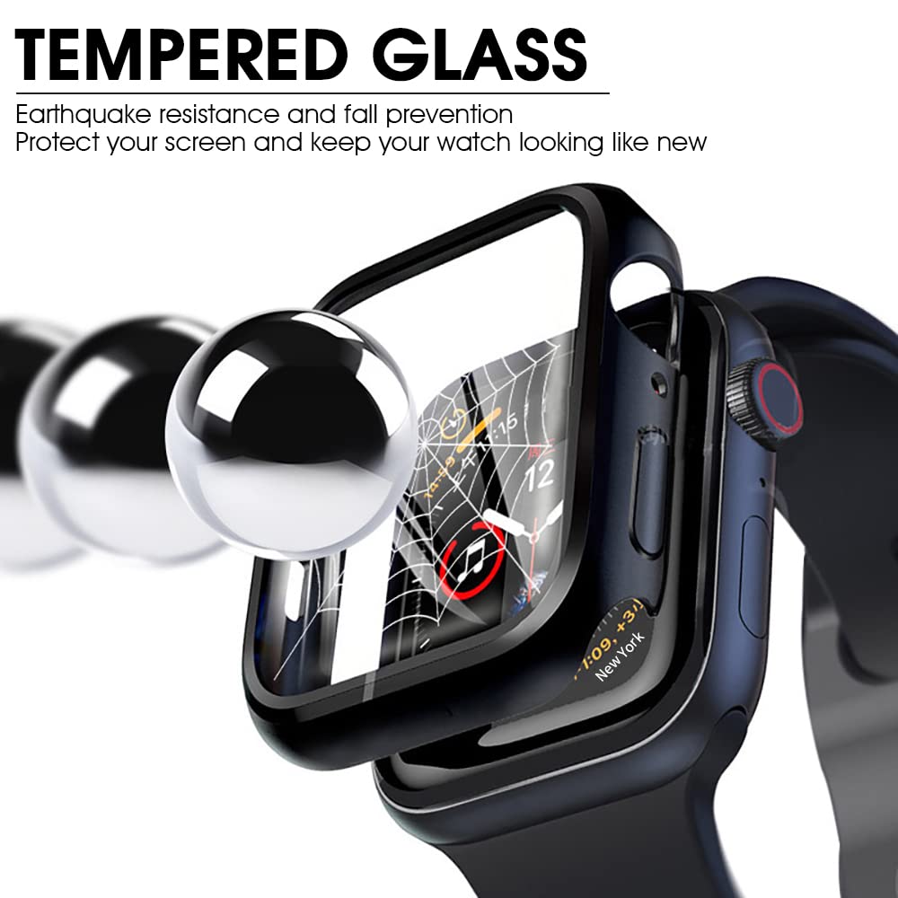 ZORBES Apple Watch Series 7 Case 41mm with Tempered Glass Screen Protector | Black PC Full Coverage Design