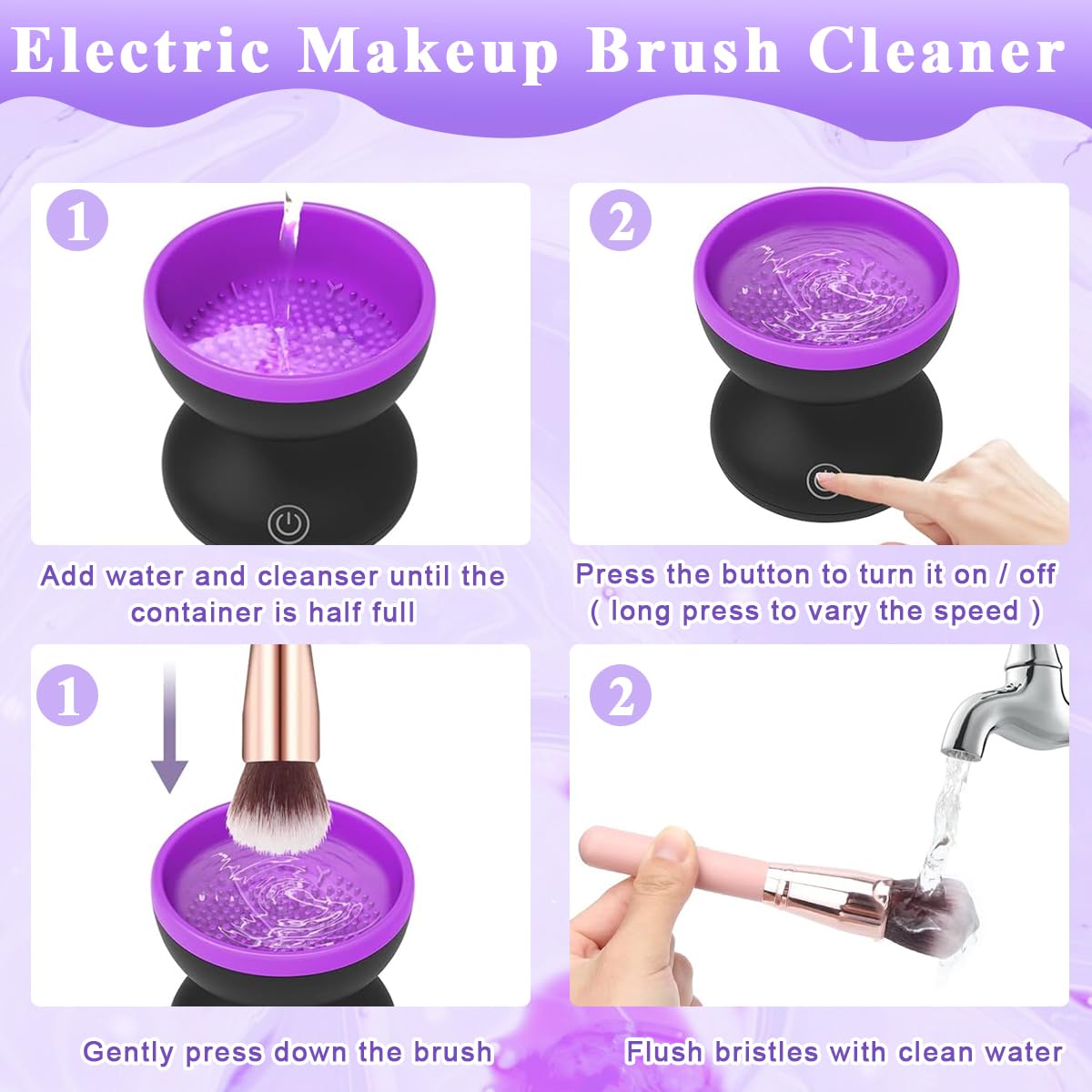 MAYCREATE® Electric Makeup Brush Cleaner Machine, Silicone Makeup Brush Cleaning Cup, Portable USB Automatic Spinner Cleaner for All Size Brushes