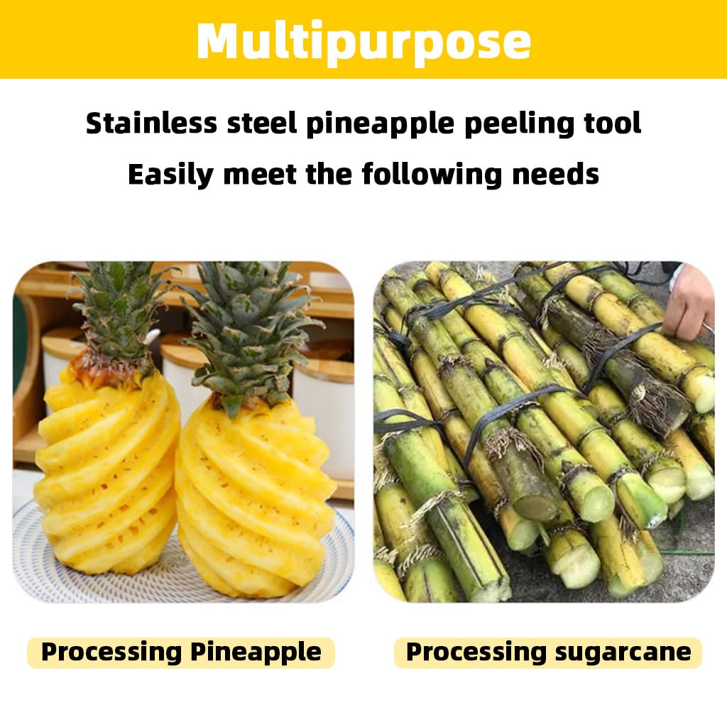HASTHIP Pineapple Peeler Tool Set for Easy Fruit Preparation with Curved Blade and Ergonomic Handles | 2 Pcs Stainless Steel