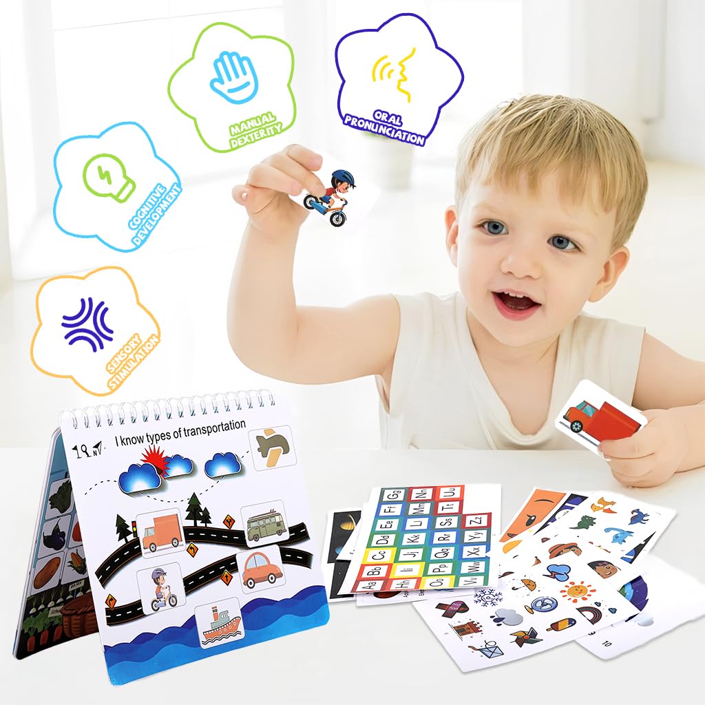 SNOWIE SOFT Busy Board for Toddlers featuring 12 Montessori Themes and Sticker Activities | Educational Toy Book for Early Learning