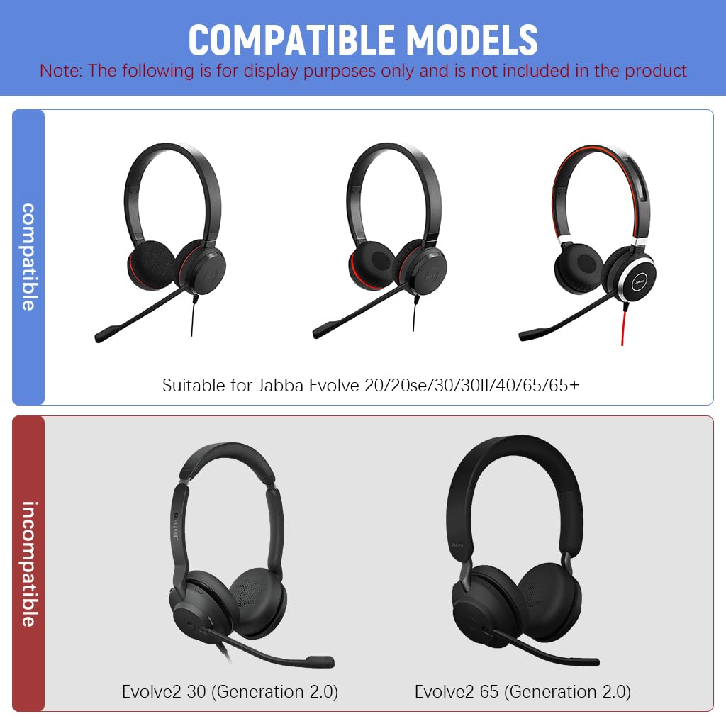 ZORBES Replacement Ear Pads for Jabra Evolve 20 30 40 65 with Protein Leather and Memory Foam | Enhanced Comfort and Noise Isolation