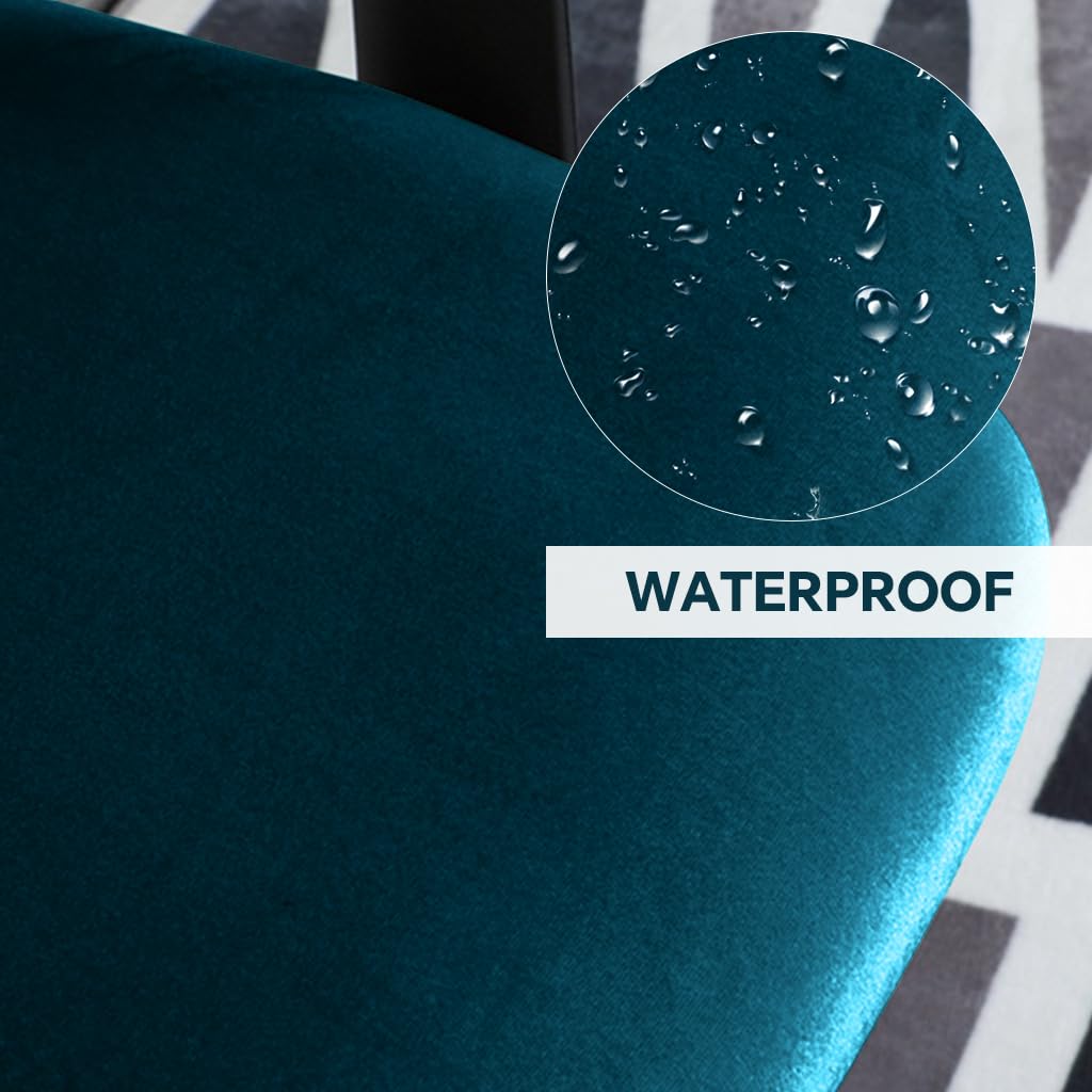 HASTHIP Seat Cover for Chair with 2 Piece Set featuring Elastic Edge Velvet Fabric Aqua Blue