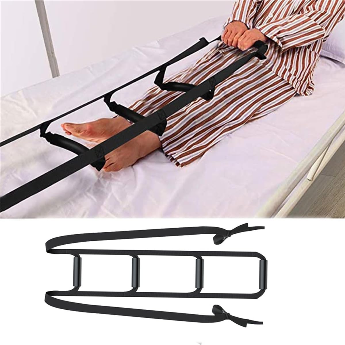 HANNEA® Bed Ladder Assist, Pull Up Assist Device, Rope Ladder Caddie Helper, Sitting, Sit Up Hoist with 4 Handle Grips for Elderly, Senior, Injury Recovery Patient, Pregnant, Handicap