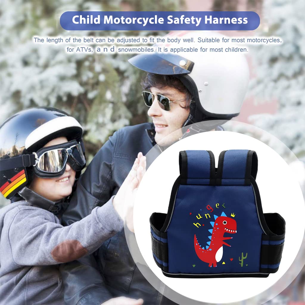 SNOWIE SOFT® Kids Safety Belt For Two Wheeler With Reflective Strips,Portable Seat Belt Children Motorcycle Harness For Motorcycle Bike,Adjustable Safety Harness For Boys Girls (2-12Years),Blue