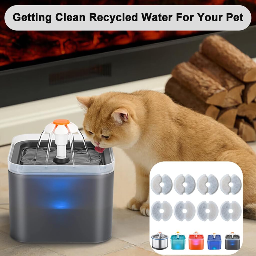 ZIBUYU Cat Water Fountain Replacement Filters 8 Pack with 4 Stage Filtration System | Safe Non Toxic Activated Carbon and Ion Exchange Resin for Clean Pet Hydration