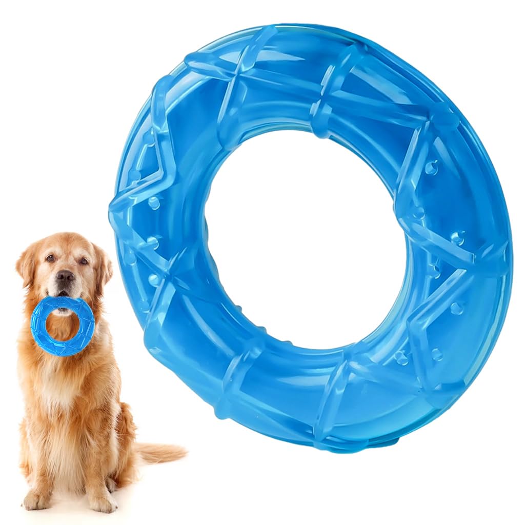 Qpets® Pet Chew Toy 5 Inches Dog Chew Toy Freezer Safe Cool Water Ring Toy Chew Toy Food-Grade TPR Ring Chew Toy for Dog Summer Cool Ring Chew Toy Water Ring Chew Toy