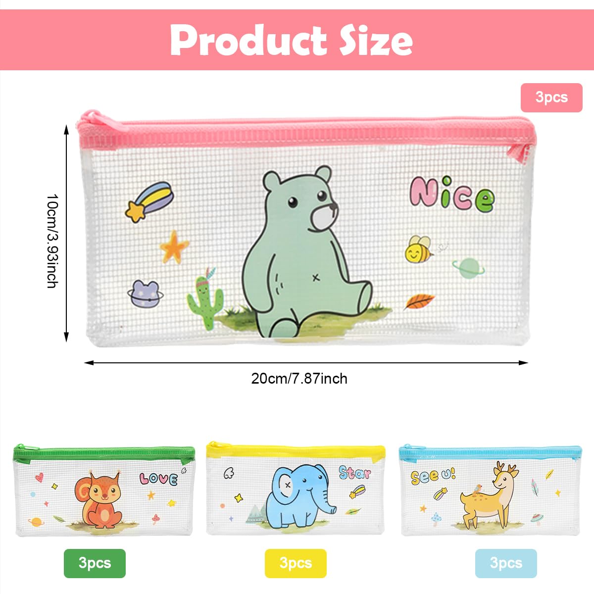 Climberty Pencil Bags for Students and Artists featuring Clear PVC Zippered Pouches 12pcs 20x10.3cm