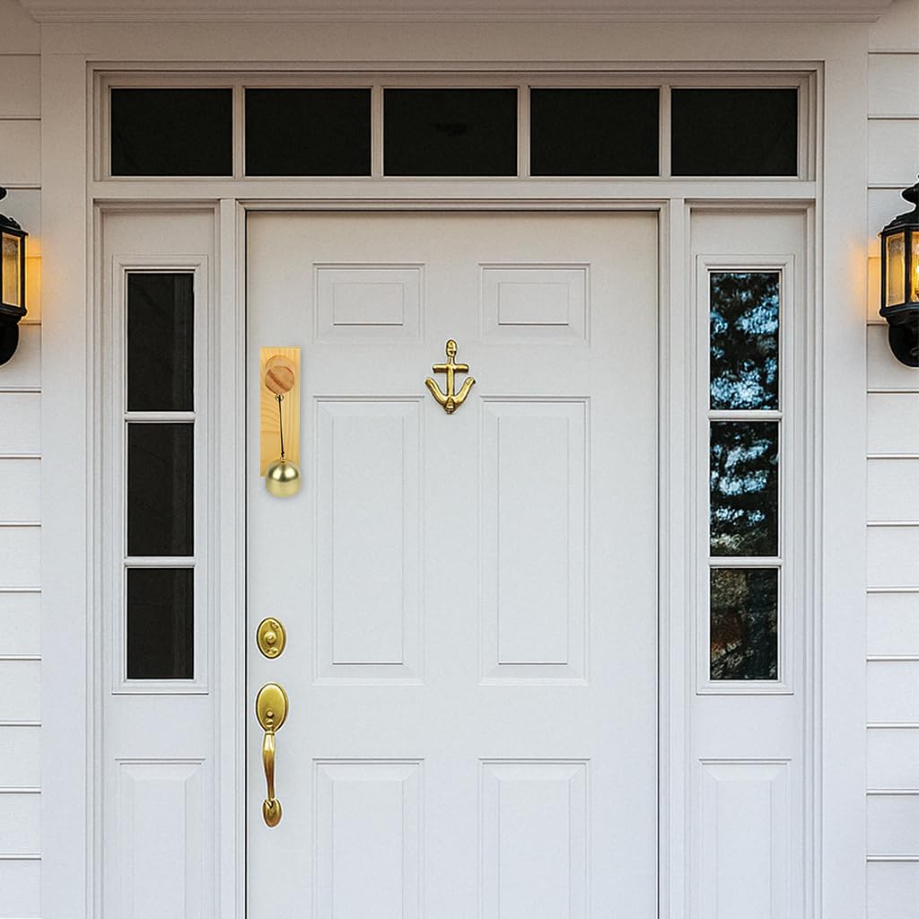 HASTHIP Wooden Door Bell for Home and Shop Entrances with Vintage Wood and Copper Charm