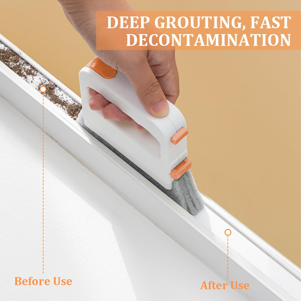HASTHIP Window Cleaning Brush 5 in 1 for Tracks and Frames with 4 Layer Pad & Mini Brush | PP Handle Design