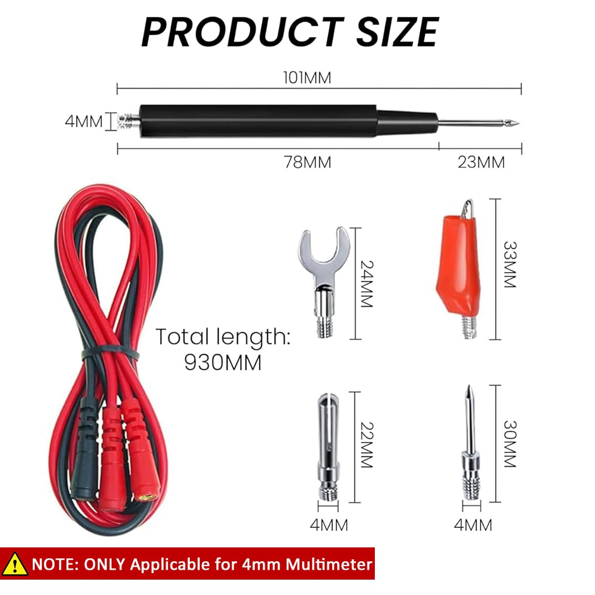 Serplex Multimeter Test Leads Kit for 4mm Multimeter with 16 pcs 36.6 in Cables and Alligator Clips | Silicone Insulated Probes