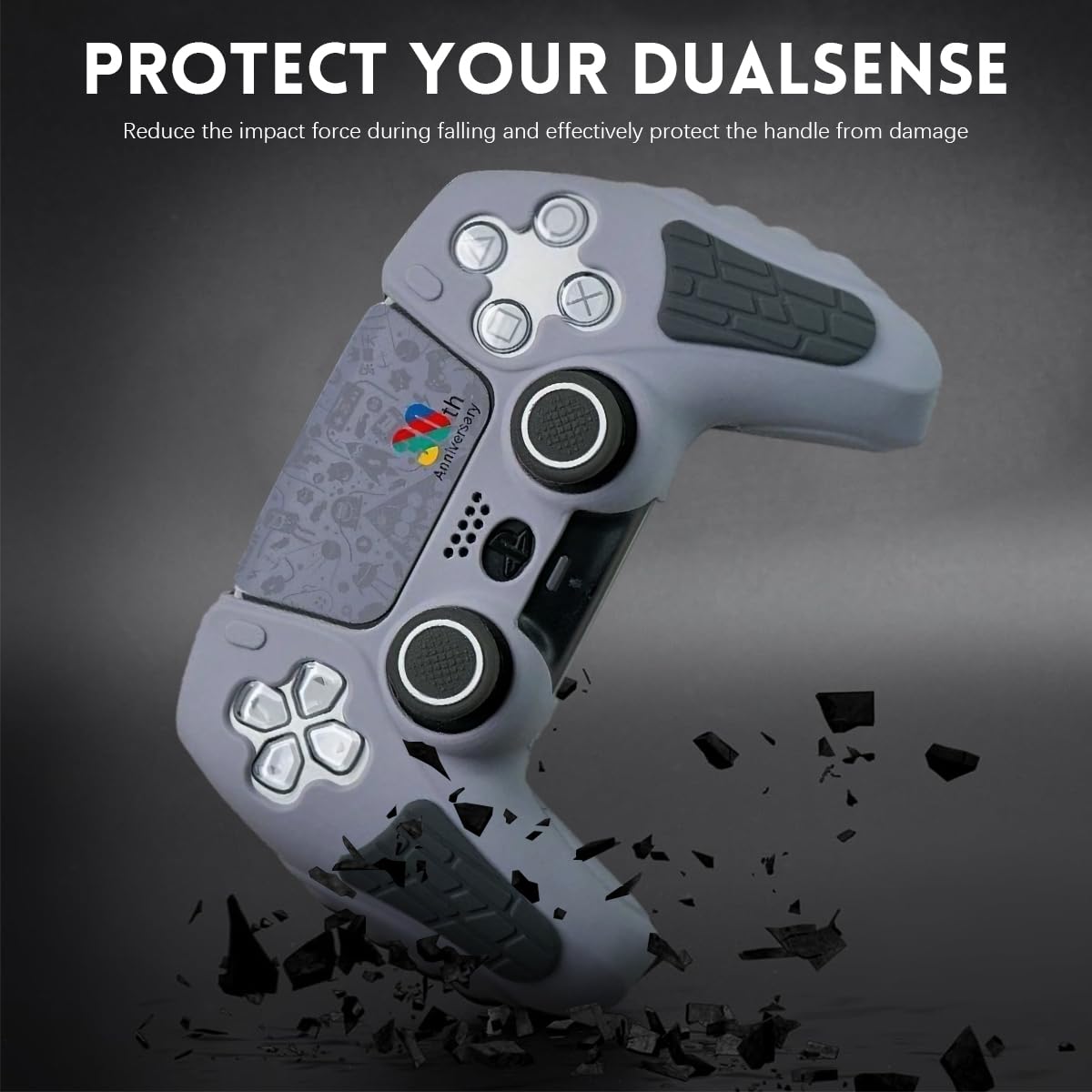 Verilux PS5 Controller Silicone Cover Case with 2 Thumb Grip Caps and Textured Anti Slip Design