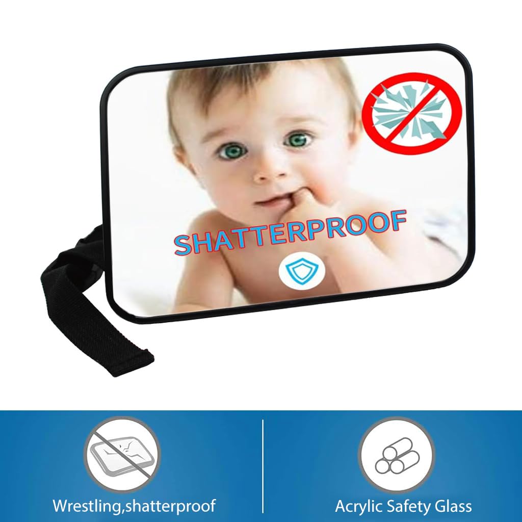 SNOWIE SOFT Baby Car Mirror Most Stable Backseat Mirror with Premium Matte Finish-Super Clear PMMA Material Mirror-Safe, Secure and Shatterproof