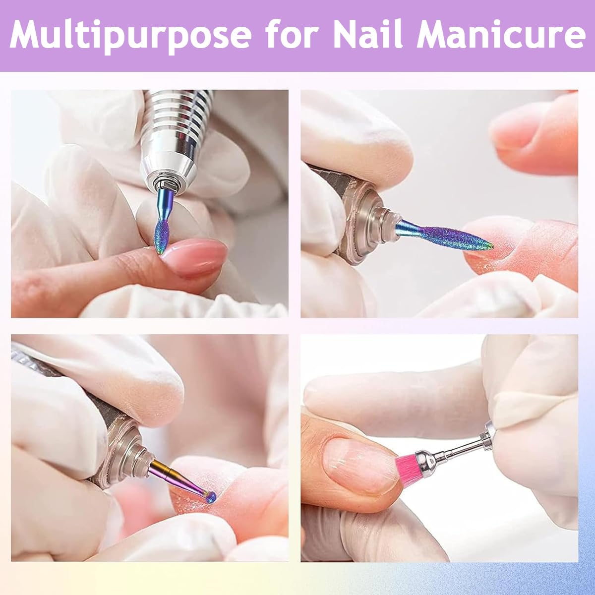 MAYCREATE Nail Drill Bit Set for Acrylic Gel & Dip Nails featuring 24 pcs 3/32 inch Ceramic Diamond Carbide Bits | Professional Manicure Tools